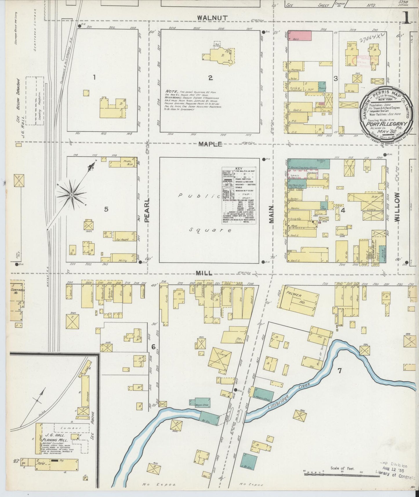Sanborn Fire Insurance Map from Port Allegany, McKean County, Pennsylvania (1892), Sheet #0001 - Complete Map Set gallery image, historic Sanborn map, vintage wall art, Pennsylvania Pennsylvania