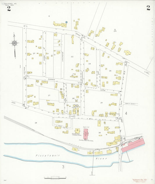 Sanborn Fire Insurance Map from Guilford, Piscataquis County, Maine (1933), Sheet #0002 - Historic Sanborn Fire Insurance Map Print, vintage old map wall art, antique decor, genealogy gift, Maine Maine map
