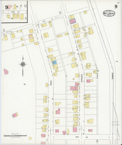 Sanborn Fire Insurance Map from Wellsburg, Brooke County, West Virginia (1923), Sheet #0009 - Complete Map Set gallery image, historic Sanborn map, vintage wall art, West Virginia West Virginia