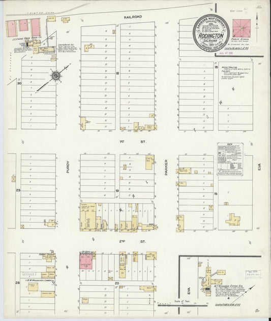 Sanborn Fire Insurance Map from Addington, Jefferson County, Oklahoma (1910), Sheet #0001 - Historic Sanborn Fire Insurance Map Print, vintage old map wall art, antique decor, genealogy gift, Oklahoma Oklahoma map