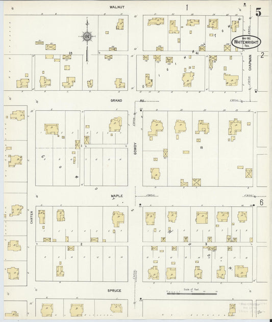 Sanborn Fire Insurance Map from Whitewright, Grayson County, Texas (1912), Sheet #0005 - Historic Sanborn Fire Insurance Map Print, vintage old map wall art, antique decor, genealogy gift, Texas Texas map