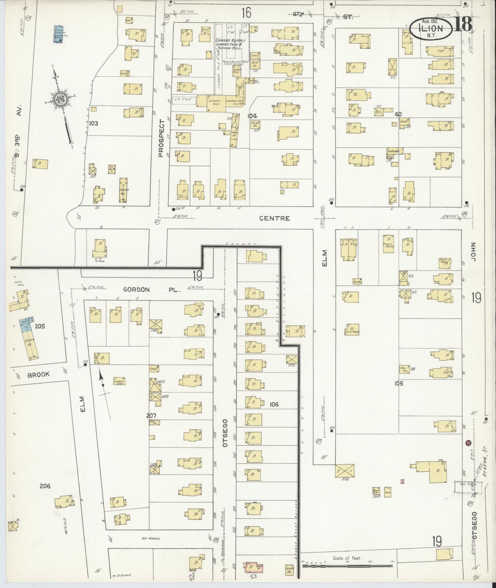 Sanborn Fire Insurance Map from Ilion, Herkimer County, New York (1912), Sheet #0018 - Complete Map Set gallery image, historic Sanborn map, vintage wall art, New York New York