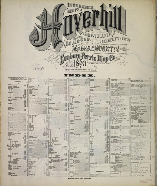 Sanborn Fire Insurance Map from Haverhill, Essex County, Massachusetts. (1893) – Historic Sanborn Fire Insurance Map Print