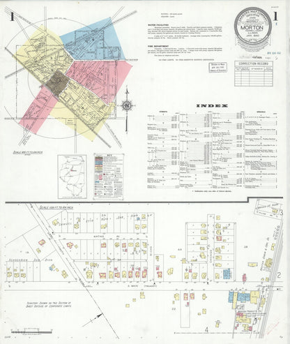 Sanborn Fire Insurance Map from Morton, Tazewell County, Illinois (1940), Sheet #0001 - Historic Sanborn Fire Insurance Map Print, vintage old map wall art, antique decor, genealogy gift, Illinois Illinois map