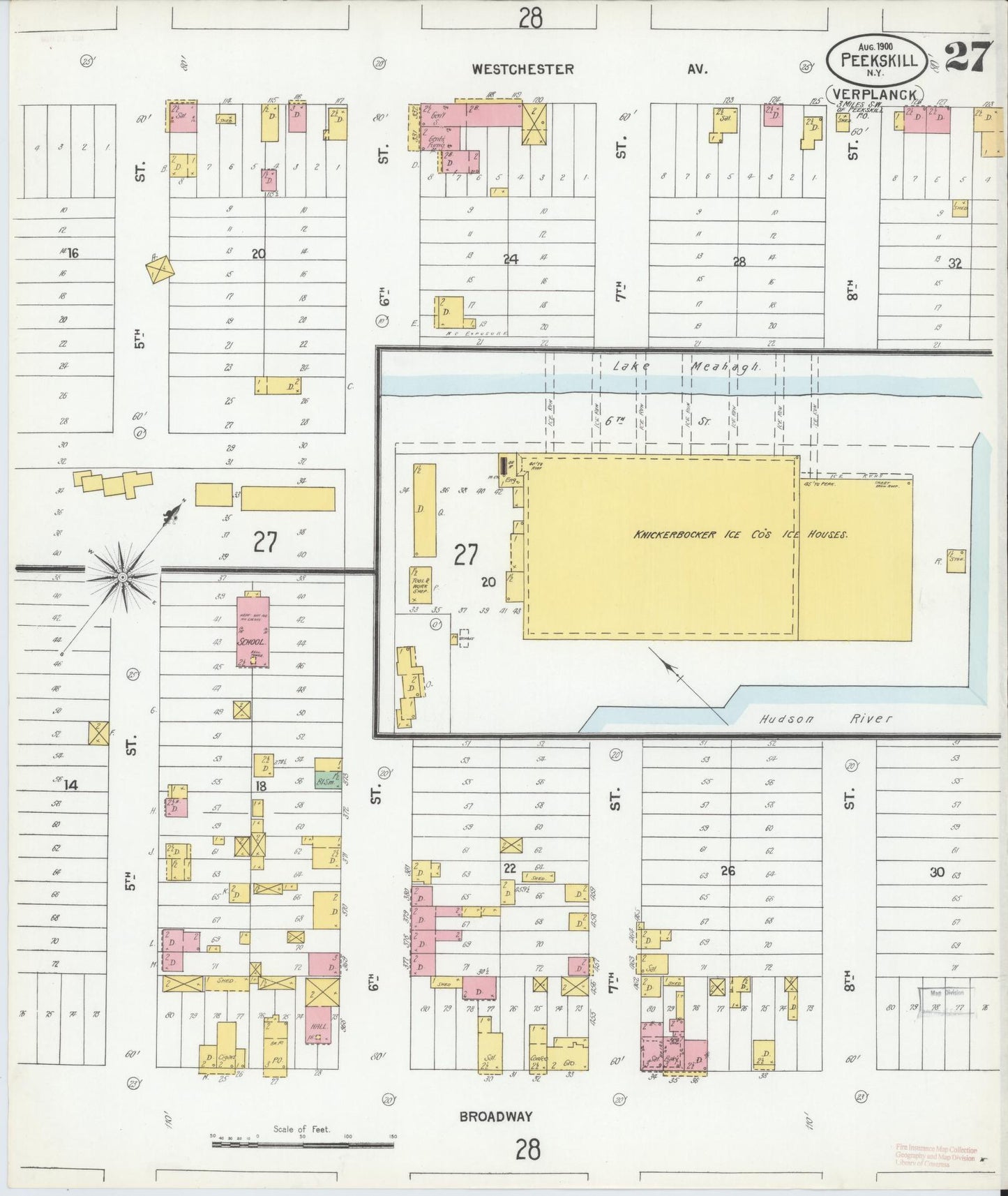 Sanborn Fire Insurance Map from Peekskill, Westchester County, New York (1900), Sheet #0027 - Complete Map Set gallery image, historic Sanborn map, vintage wall art, New York New York