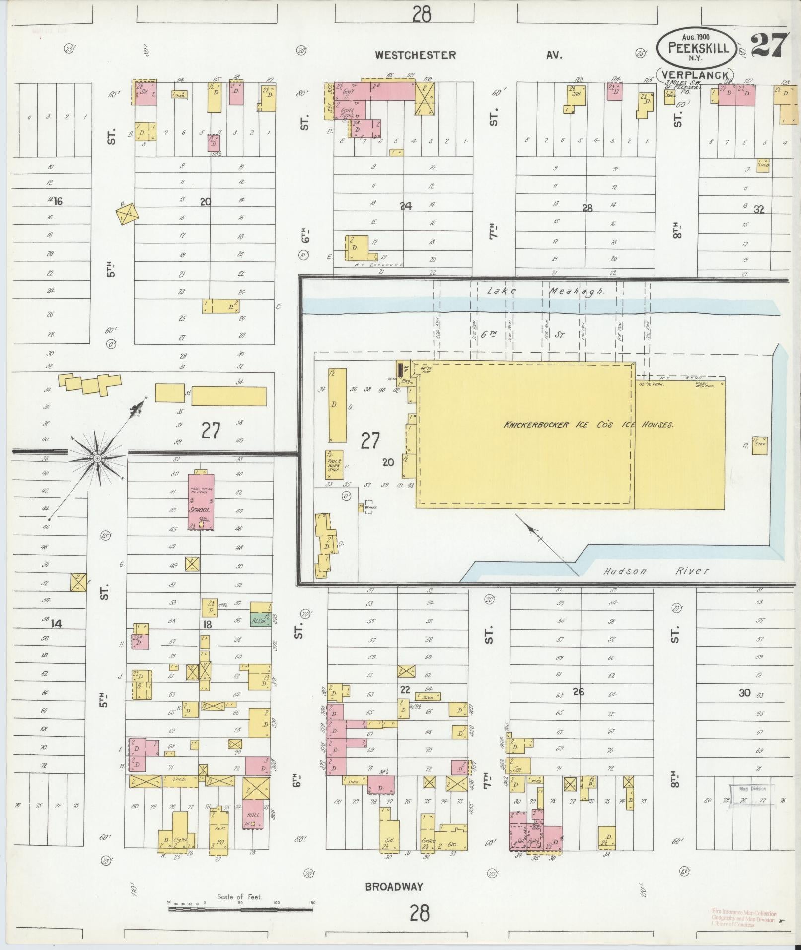 Sanborn Fire Insurance Map from Peekskill, Westchester County, New York (1900), Sheet #0027 - Complete Map Set gallery image, historic Sanborn map, vintage wall art, New York New York