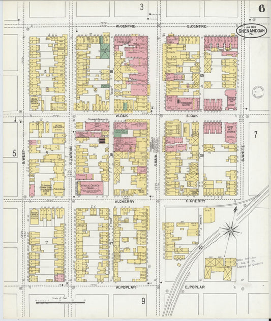 Sanborn Fire Insurance Map from Shenandoah, Schuylkill County, Pennsylvania (1902), Sheet #0006 - Historic Sanborn Fire Insurance Map Print, vintage old map wall art, antique decor, genealogy gift, Pennsylvania Pennsylvania map