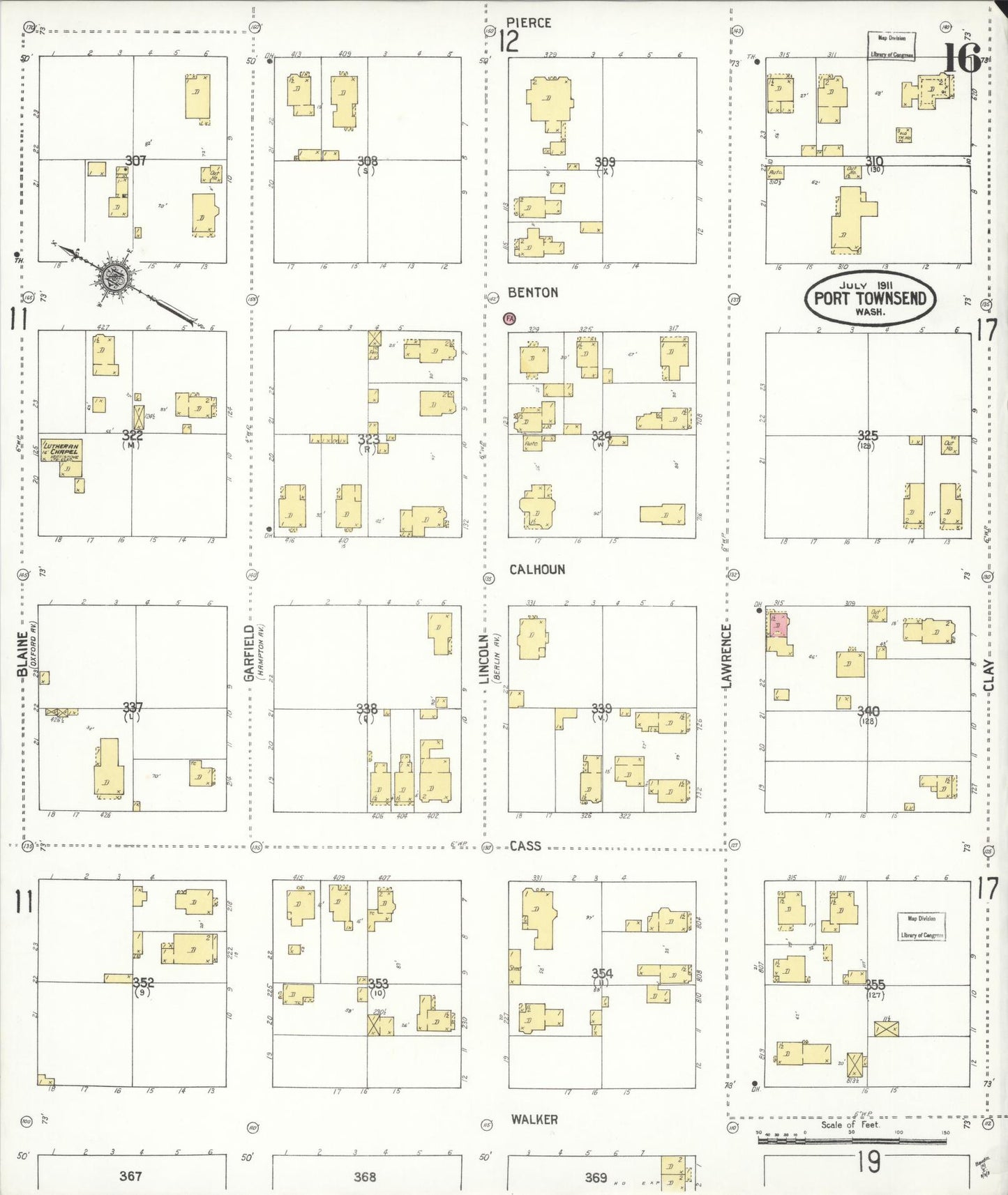 Sanborn Fire Insurance Map from Port Townsend, Jefferson County, Washington (1911), Sheet #0016 - Complete Map Set gallery image, historic Sanborn map, vintage wall art, Washington Washington