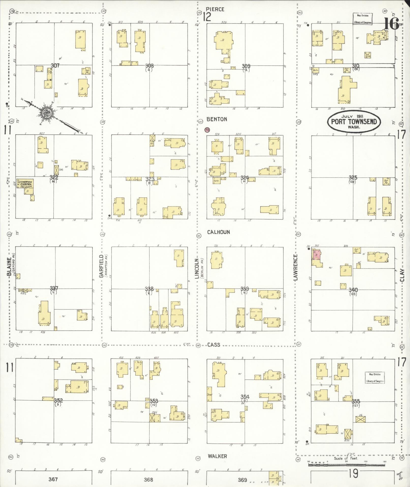Sanborn Fire Insurance Map from Port Townsend, Jefferson County, Washington (1911), Sheet #0016 - Complete Map Set gallery image, historic Sanborn map, vintage wall art, Washington Washington