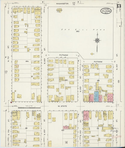 Sanborn Fire Insurance Map from Olean, Cattaraugus County, New York (1915), Sheet #0013 - Complete Map Set gallery image, historic Sanborn map, vintage wall art, New York New York