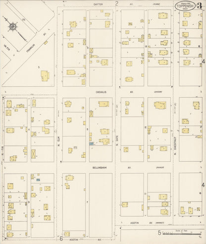 Sanborn Fire Insurance Map from Toppenish, Yakima County, Washington (1915), Sheet #0003 - Complete Map Set gallery image, historic Sanborn map, vintage wall art, Washington Washington