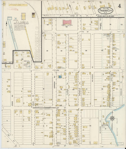 Sanborn Fire Insurance Map from Panama City, Bay County, Florida (1917), Sheet #0004 - Complete Map Set gallery image, historic Sanborn map, vintage wall art, Florida Florida