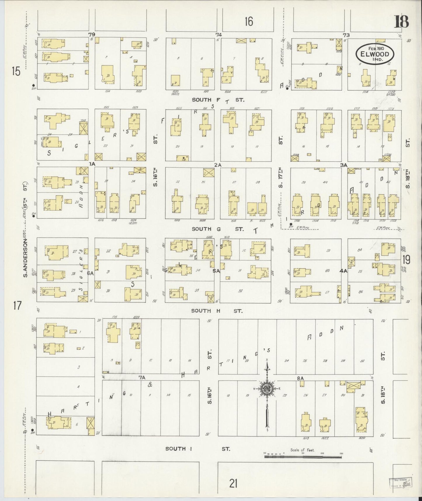 Sanborn Fire Insurance Map from Elwood, Madison County, Indiana (1910), Sheet #0018 - Complete Map Set gallery image, historic Sanborn map, vintage wall art, Indiana Indiana