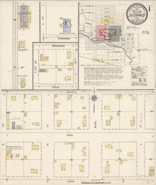 Sanborn Fire Insurance Map from Enterprise, Wallowa County, Oregon (1910), Sheet #0001 - Historic Sanborn Fire Insurance Map Print, vintage old map wall art, antique decor, genealogy gift, Oregon Oregon map