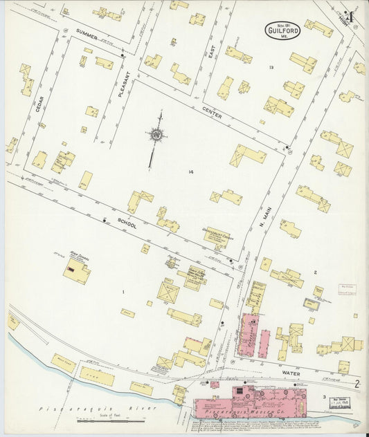 Sanborn Fire Insurance Map from Guilford, Piscataquis County, Maine (1911), Sheet #0004 - Historic Sanborn Fire Insurance Map Print, vintage old map wall art, antique decor, genealogy gift, Maine Maine map
