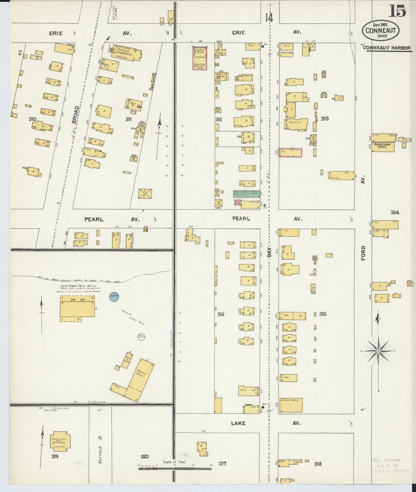 Sanborn Fire Insurance Map from Conneaut, Ashtabula County, Ohio (1902), Sheet #0015 - Historic Sanborn Fire Insurance Map Print, vintage old map wall art, antique decor, genealogy gift, Ohio Ohio map
