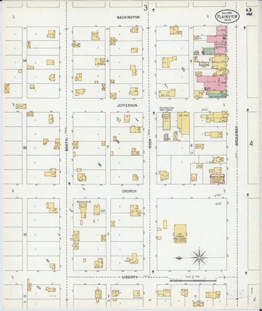 Sanborn Fire Insurance Map from Plainview, Wabasha County, Minnesota (1900), Sheet #0002 - Historic Sanborn Fire Insurance Map Print, vintage old map wall art, antique decor, genealogy gift, Minnesota Minnesota map