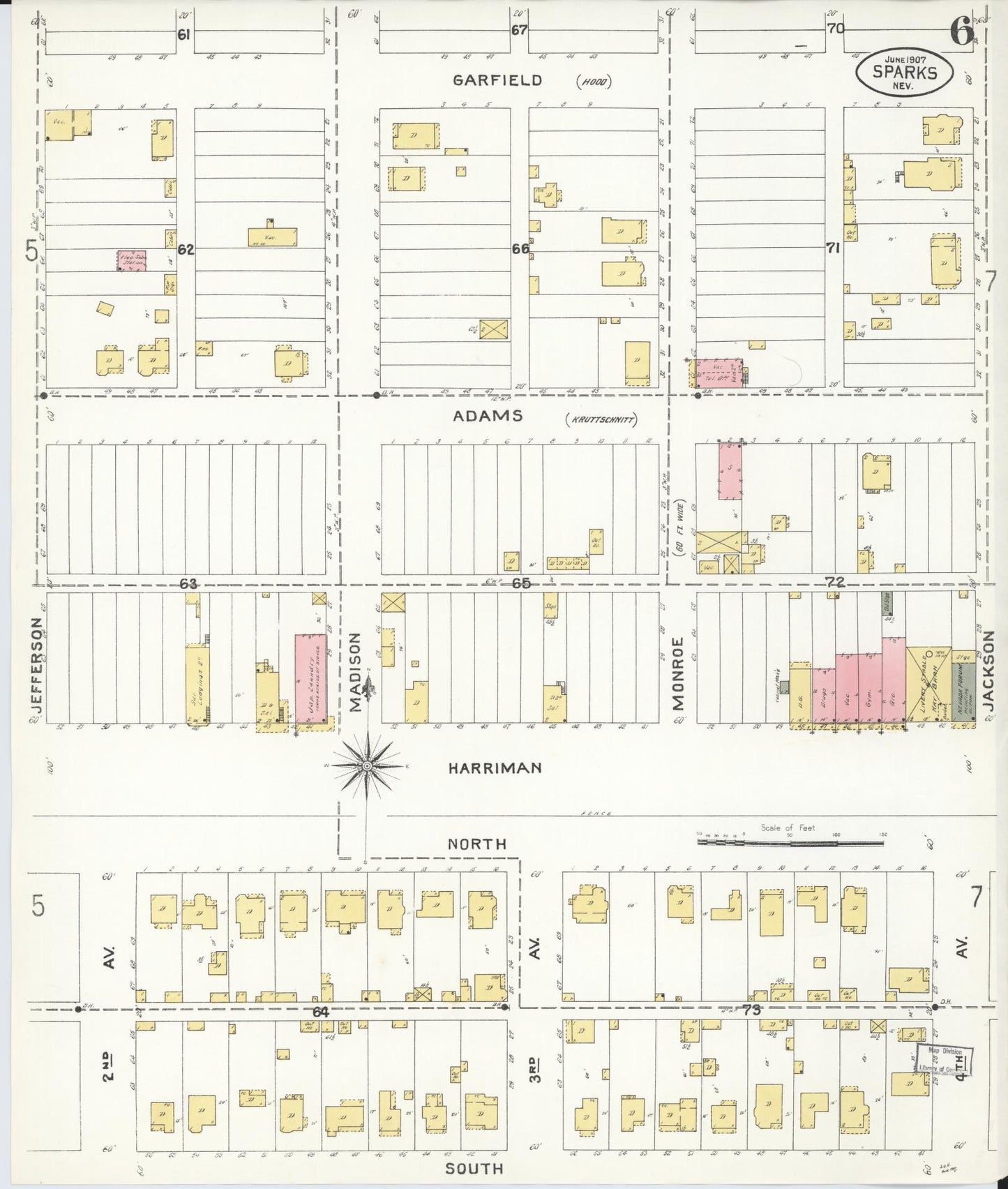 Sanborn Fire Insurance Map from Sparks, Washoe County, Nevada (1907), Sheet #0006 - Historic Sanborn Fire Insurance Map Print, vintage old map wall art, antique decor, genealogy gift, Nevada Nevada map