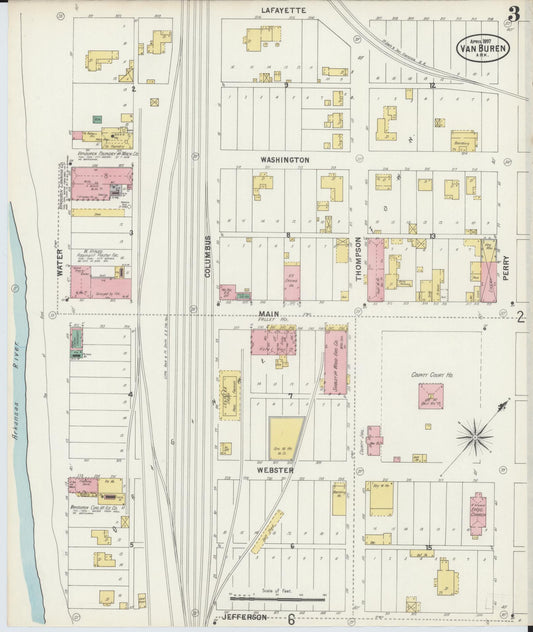 Sanborn Fire Insurance Map from Van Buren, Crawford County, Arkansas (1897), Sheet #0003 - Historic Sanborn Fire Insurance Map Print, vintage old map wall art, antique decor, genealogy gift, Arkansas Arkansas map