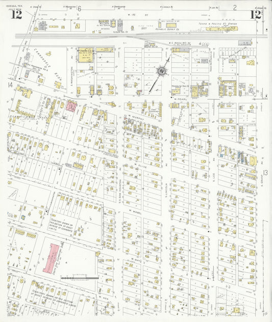 Sanborn Fire Insurance Map from Odessa, Edger County, Texas (1939), Sheet #0012 - Historic Sanborn Fire Insurance Map Print, vintage old map wall art, antique decor, genealogy gift, Texas Texas map