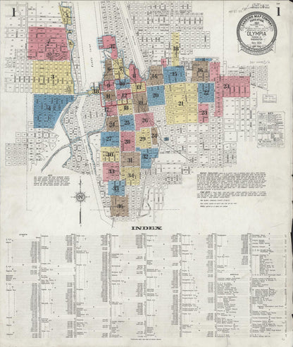 Sanborn Fire Insurance Map from Olympia, Thurston County, Washington (1924), Sheet #0001 - Complete Map Set gallery image, historic Sanborn map, vintage wall art, Washington Washington