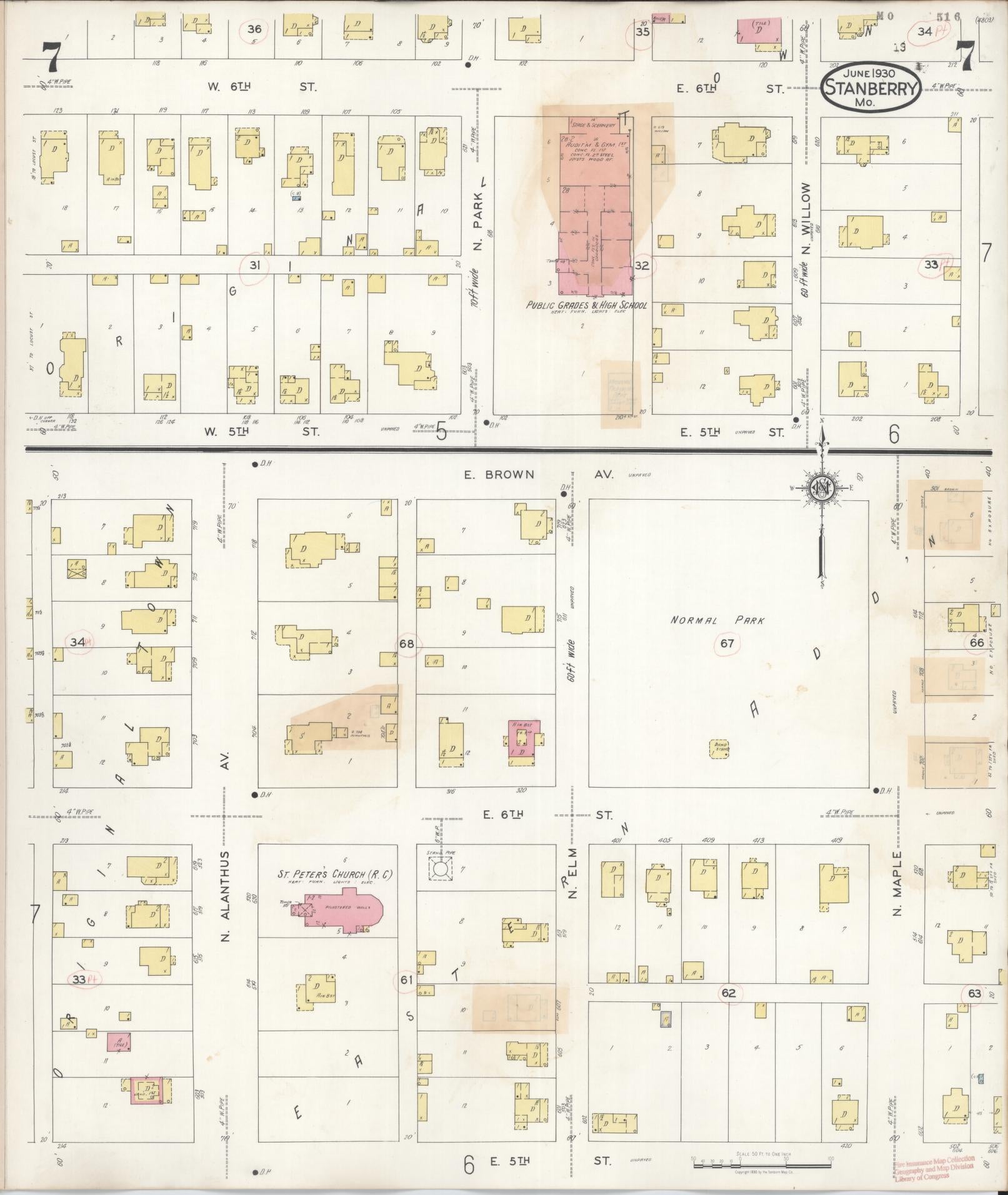 Sanborn Fire Insurance Map from Stanberry, Gentry County, Missouri (1940), Sheet #0007 - Complete Map Set gallery image, historic Sanborn map, vintage wall art, Missouri Missouri