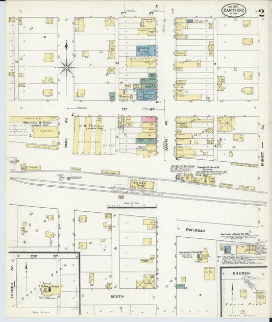 Sanborn Fire Insurance Map from Hartford, Minnehaha County, South Dakota (1909), Sheet #0002 - Historic Sanborn Fire Insurance Map Print, vintage old map wall art, antique decor, genealogy gift, South Dakota South Dakota map