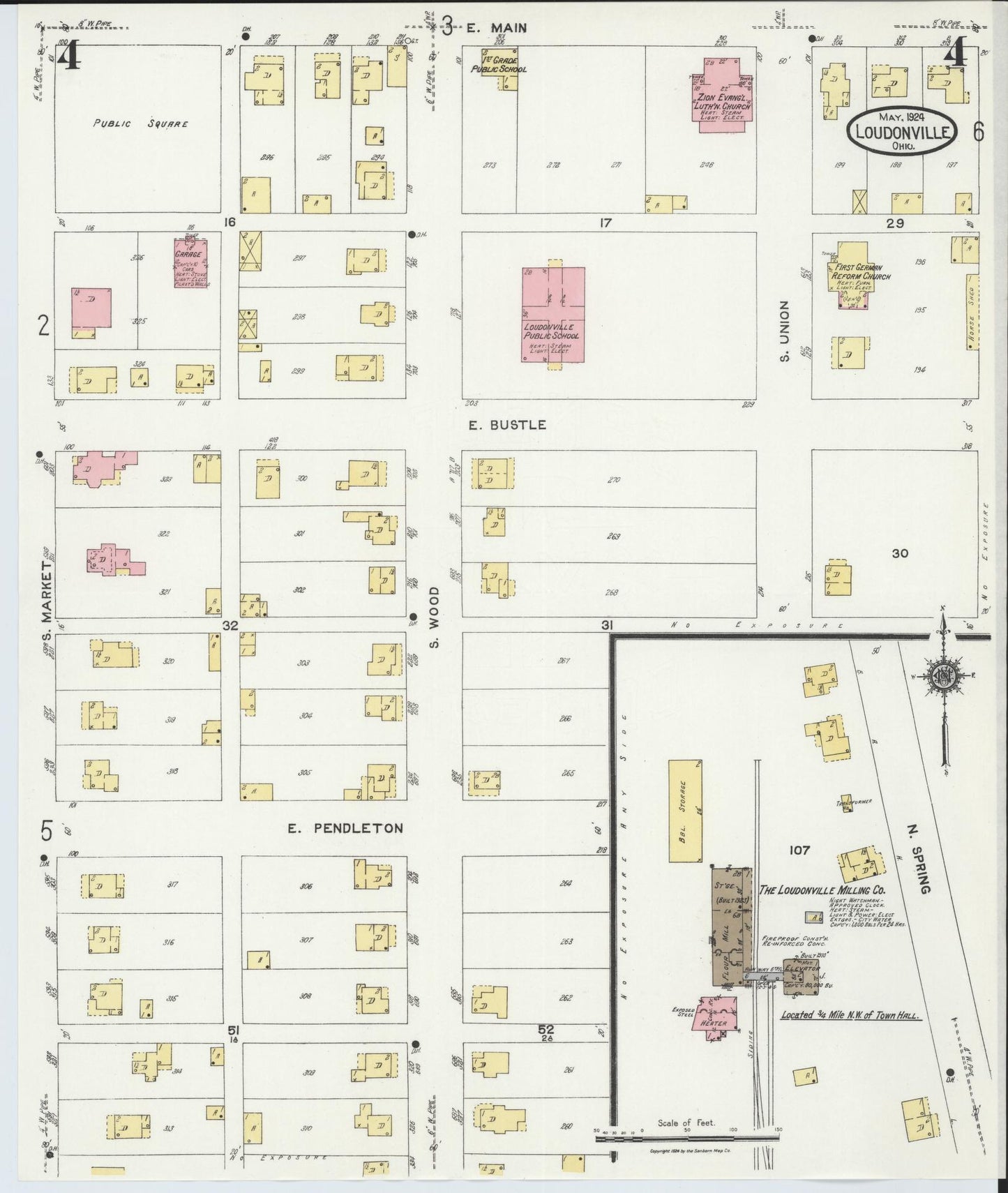 Sanborn Fire Insurance Map from Loudonville, Ashland County, Ohio (1924), Sheet #0004 - Historic Sanborn Fire Insurance Map Print, vintage old map wall art, antique decor, genealogy gift, Ohio Ohio map