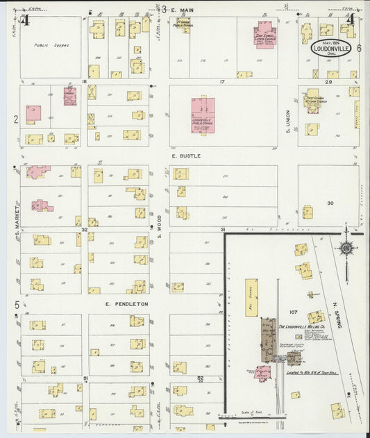 Sanborn Fire Insurance Map from Loudonville, Ashland County, Ohio (1924), Sheet #0004 - Historic Sanborn Fire Insurance Map Print, vintage old map wall art, antique decor, genealogy gift, Ohio Ohio map
