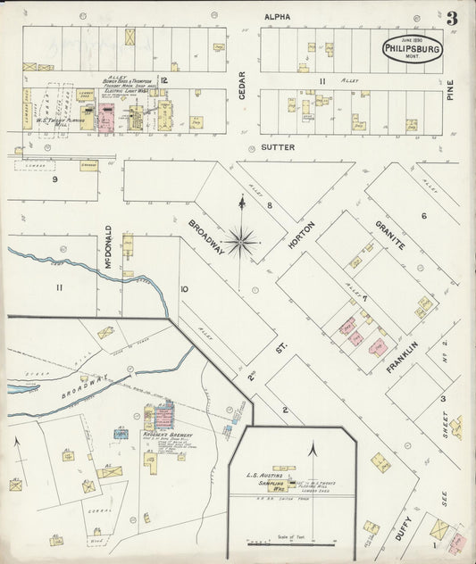 Sanborn Fire Insurance Map from Philipsburg, Granite County, Montana (1890), Sheet #0003 - Historic Sanborn Fire Insurance Map Print, vintage old map wall art, antique decor, genealogy gift, Montana Montana map