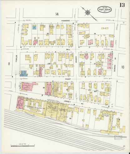 Sanborn Fire Insurance Map from Port Jervis, Orange County, New York (1912), Sheet #0013 - Complete Map Set gallery image, historic Sanborn map, vintage wall art, New York New York