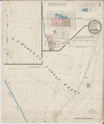 Sanborn Fire Insurance Map from Brainerd, Crow Wing County, Minnesota (1885), Sheet #0001 - Complete Map Set gallery image, historic Sanborn map, vintage wall art, Minnesota Minnesota