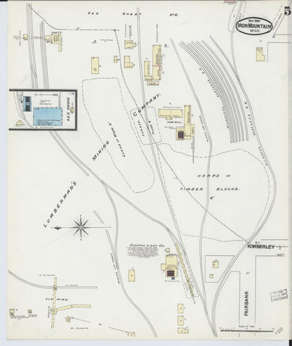 Sanborn Fire Insurance Map from Iron Mountain, Dickinson County, Michigan (1891), Sheet #0005 - Complete Map Set gallery image, historic Sanborn map, vintage wall art, Michigan Michigan