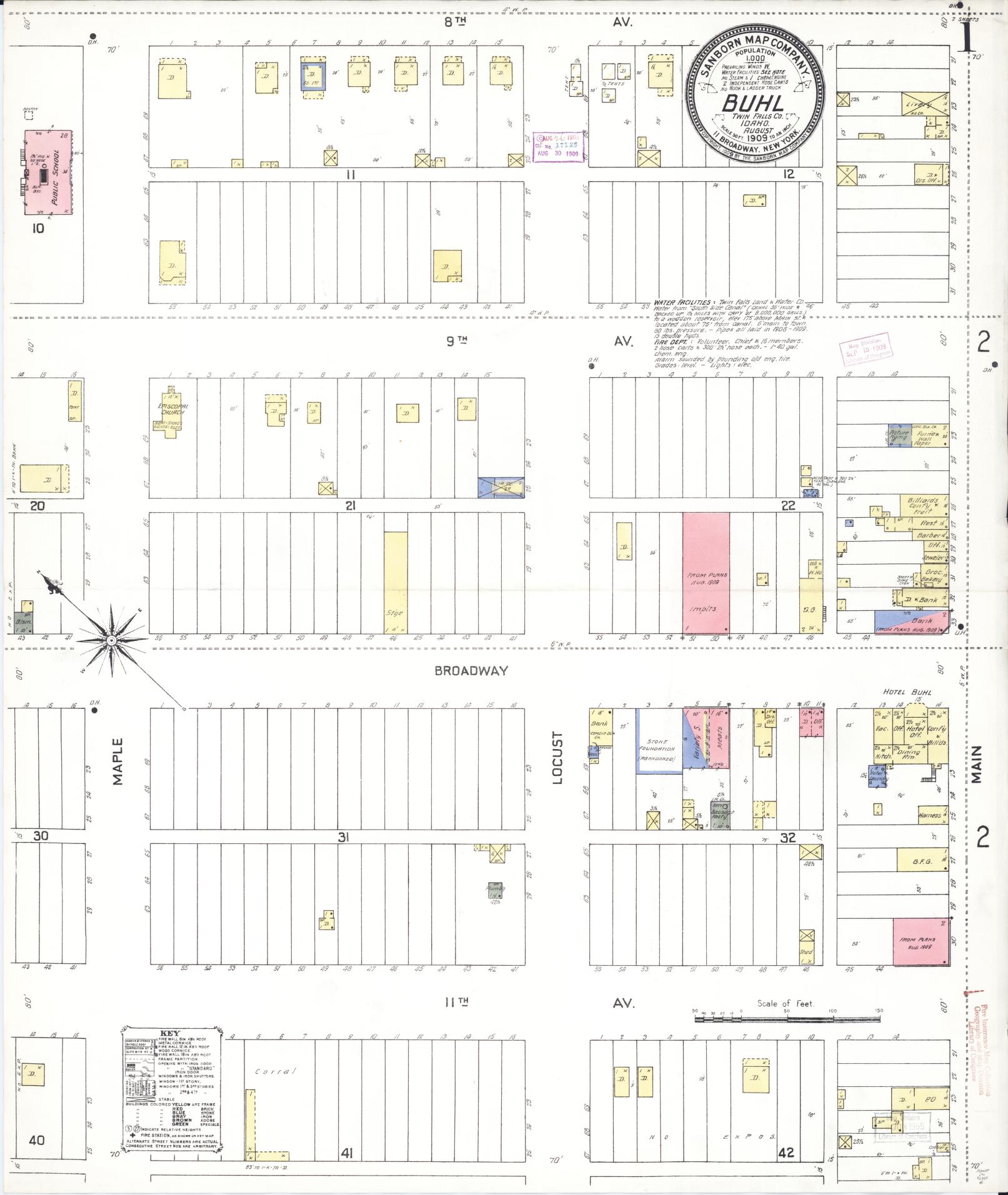 Sanborn Fire Insurance Map from Buhl, Twin Falls County, Idaho. (1909) – Historic Sanborn Fire Insurance Map Print