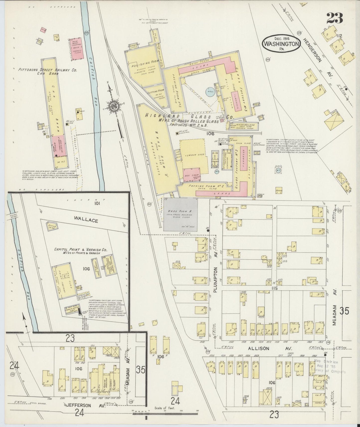 Sanborn Fire Insurance Map from Washington, Washington County, Pennsylvania (1914), Sheet #0023 - Complete Map Set gallery image, historic Sanborn map, vintage wall art, Sanborn Fire Insurance Map from Washington Washington
