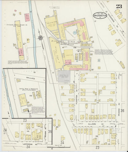 Sanborn Fire Insurance Map from Washington, Washington County, Pennsylvania (1914), Sheet #0023 - Complete Map Set gallery image, historic Sanborn map, vintage wall art, Sanborn Fire Insurance Map from Washington Washington