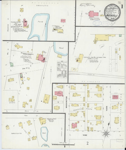 Sanborn Fire Insurance Map from Martinsville, Clark County, Illinois (1898), Sheet #0001 - Historic Sanborn Fire Insurance Map Print, vintage old map wall art, antique decor, genealogy gift, Illinois Illinois map