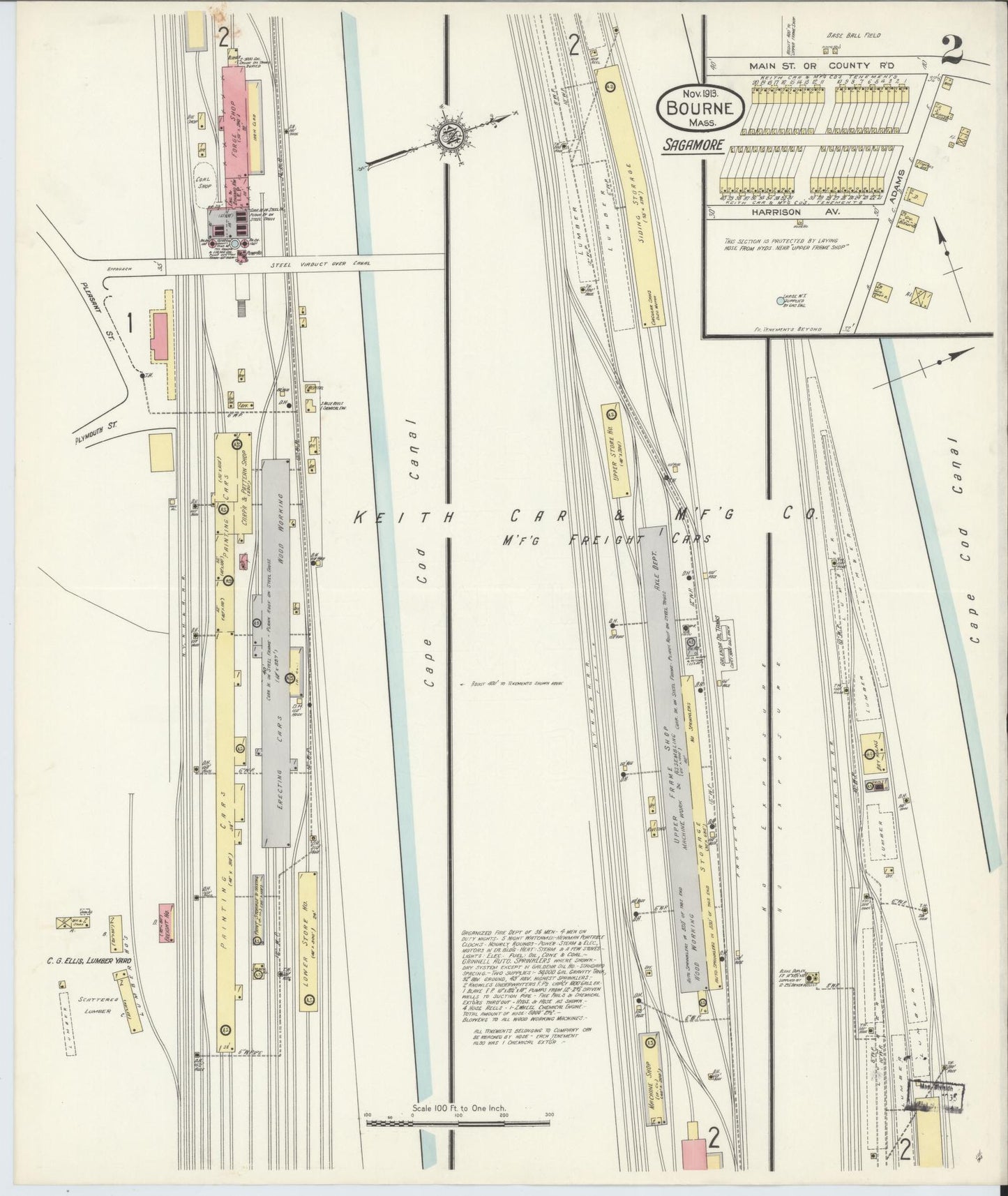 Sanborn Fire Insurance Map from Bourne, Barnstable County, Massachusetts (1913), Sheet #0002 - Complete Map Set gallery image, historic Sanborn map, vintage wall art, Massachusetts Massachusetts