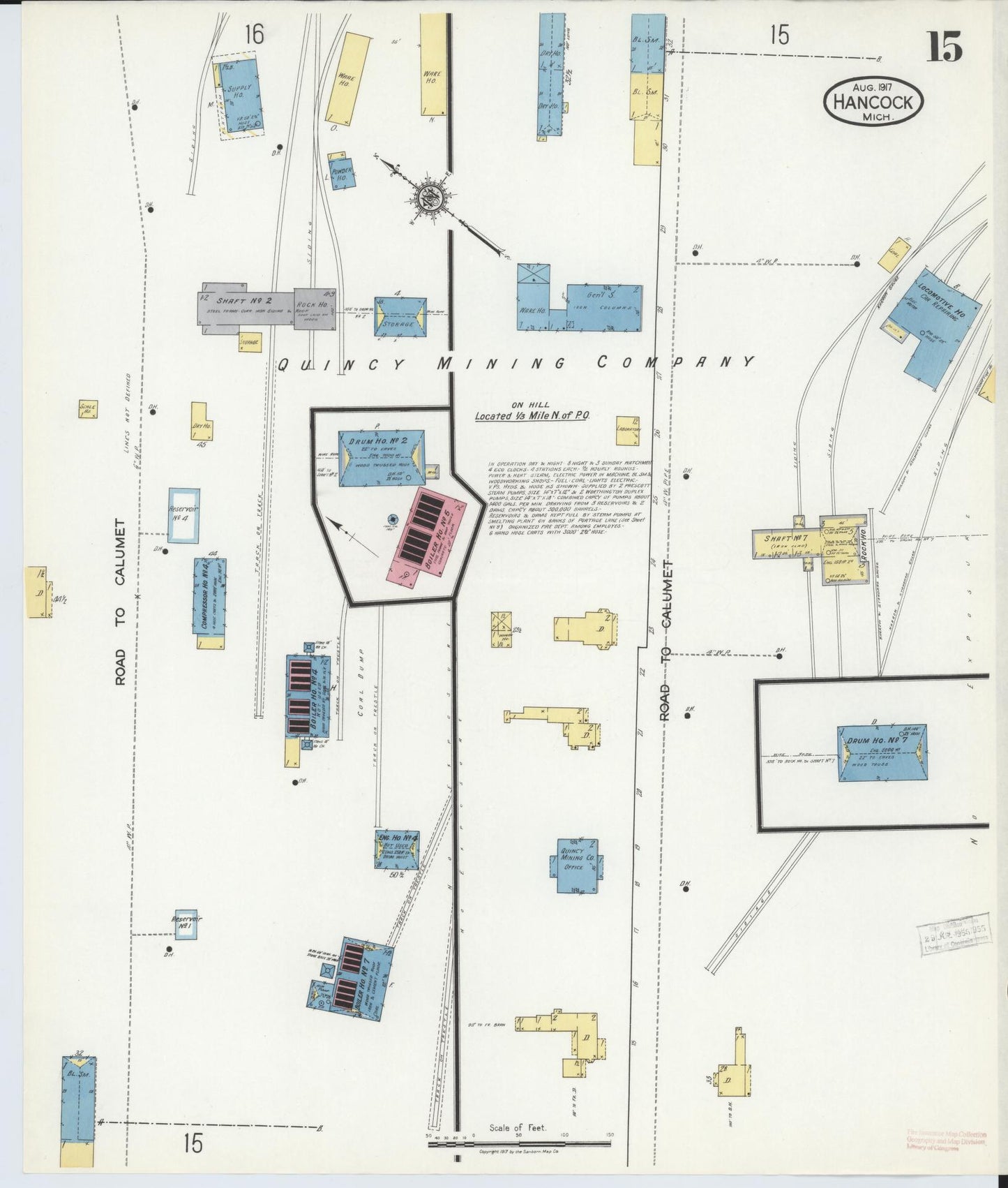 Sanborn Fire Insurance Map from Hancock, Houghton County, Michigan (1917), Sheet #0015 - Complete Map Set gallery image, historic Sanborn map, vintage wall art, Michigan Michigan