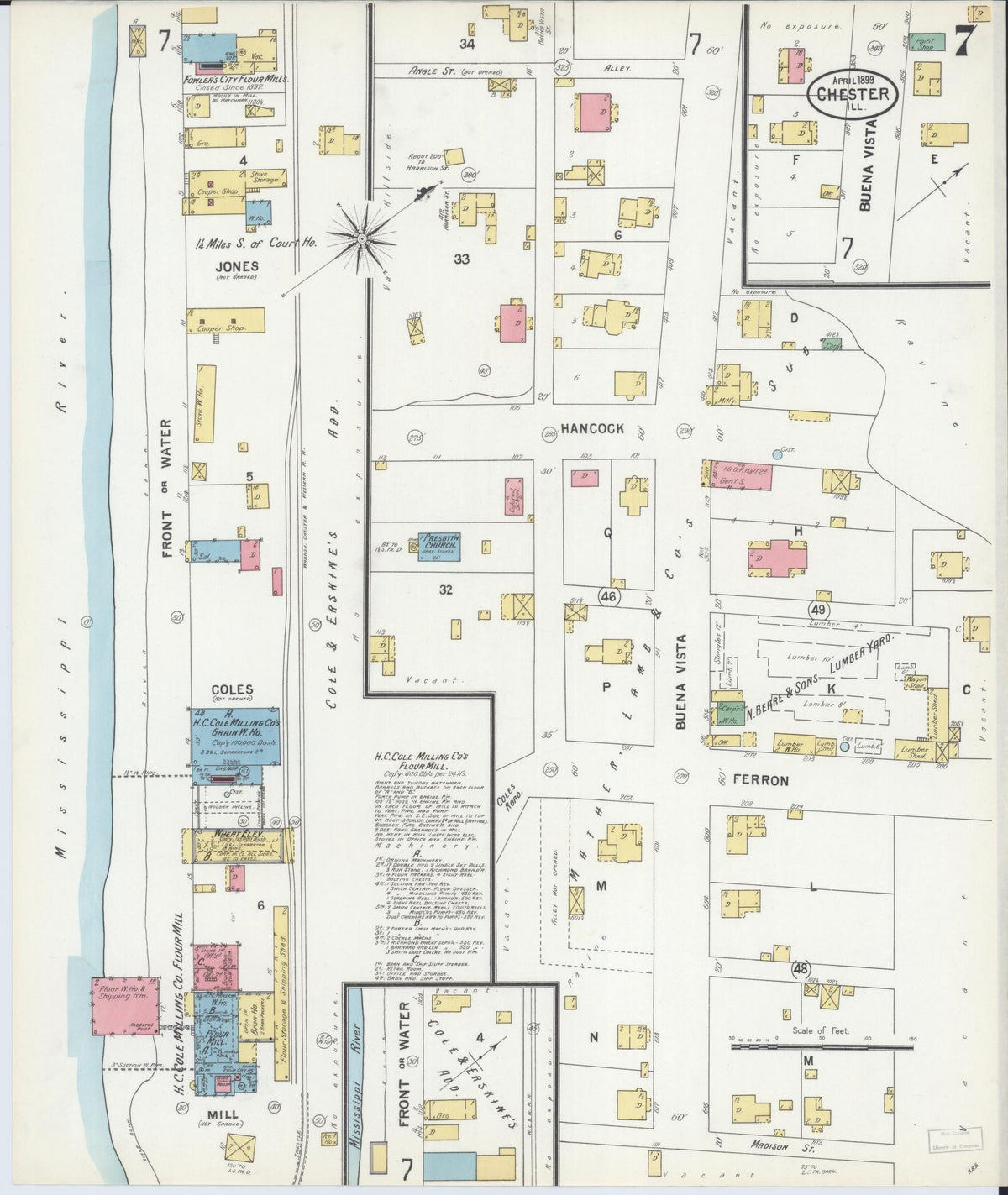 Sanborn Fire Insurance Map from Chester, Randolph County, Illinois (1899), Sheet #0007 - Complete Map Set gallery image, historic Sanborn map, vintage wall art, Illinois Illinois