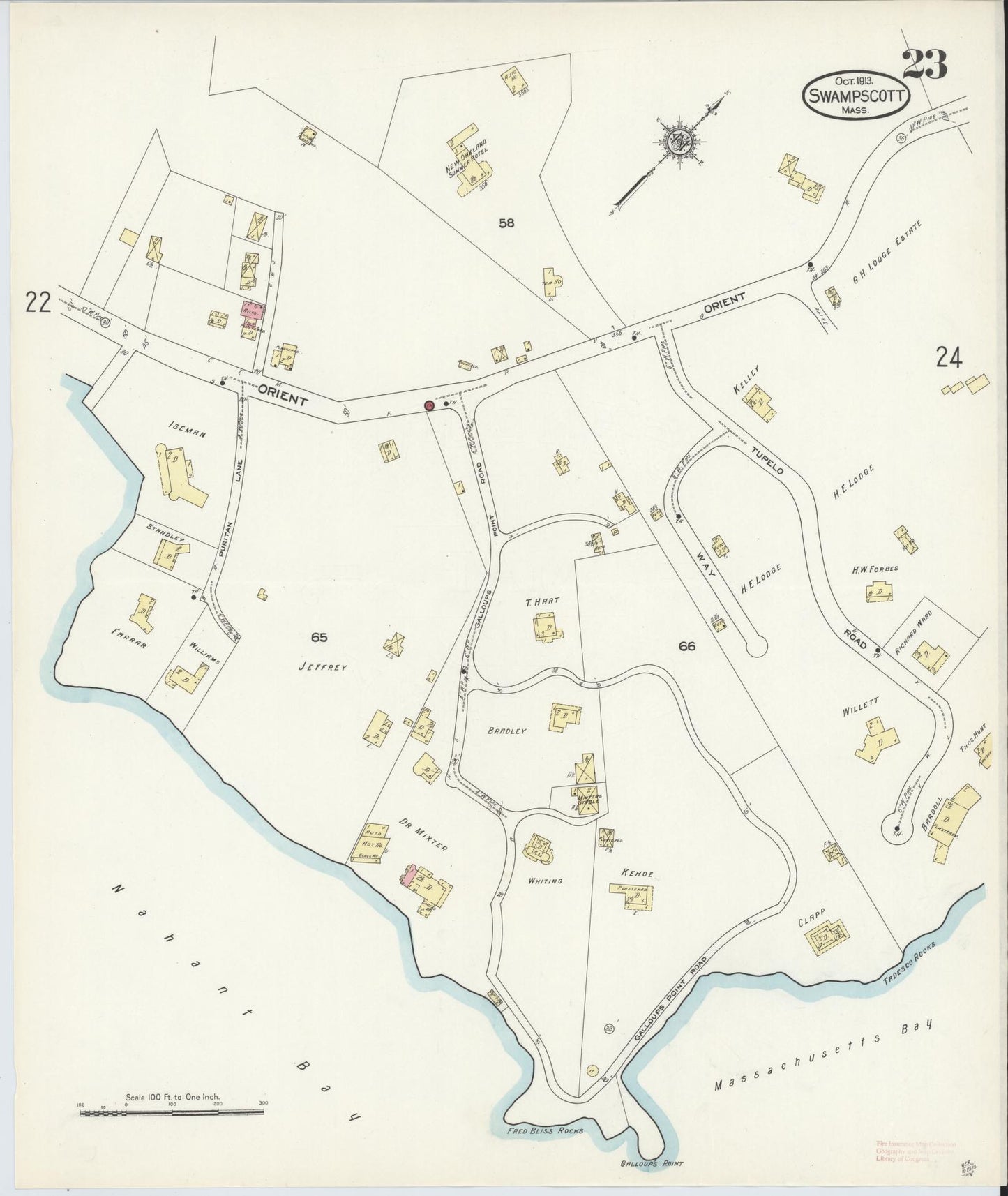 Sanborn Fire Insurance Map from Swampscott, Essex County, Massachusetts (1913), Sheet #0023 - Complete Map Set gallery image, historic Sanborn map, vintage wall art, Massachusetts Massachusetts