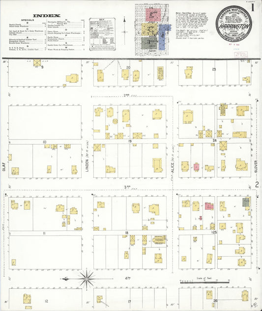 Sanborn Fire Insurance Map from Harrington, Lincoln County, Washington (1909), Sheet #0001 - Complete Map Set gallery image, historic Sanborn map, vintage wall art, Washington Washington