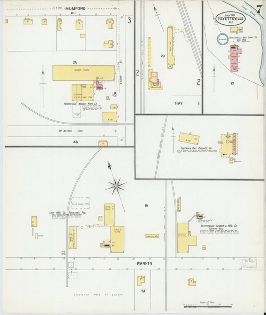 Sanborn Fire Insurance Map from Fayetteville, Cumberland County, North Carolina (1901), Sheet #0007 - Historic Sanborn Fire Insurance Map Print, vintage old map wall art, antique decor, genealogy gift, North Carolina North Carolina map