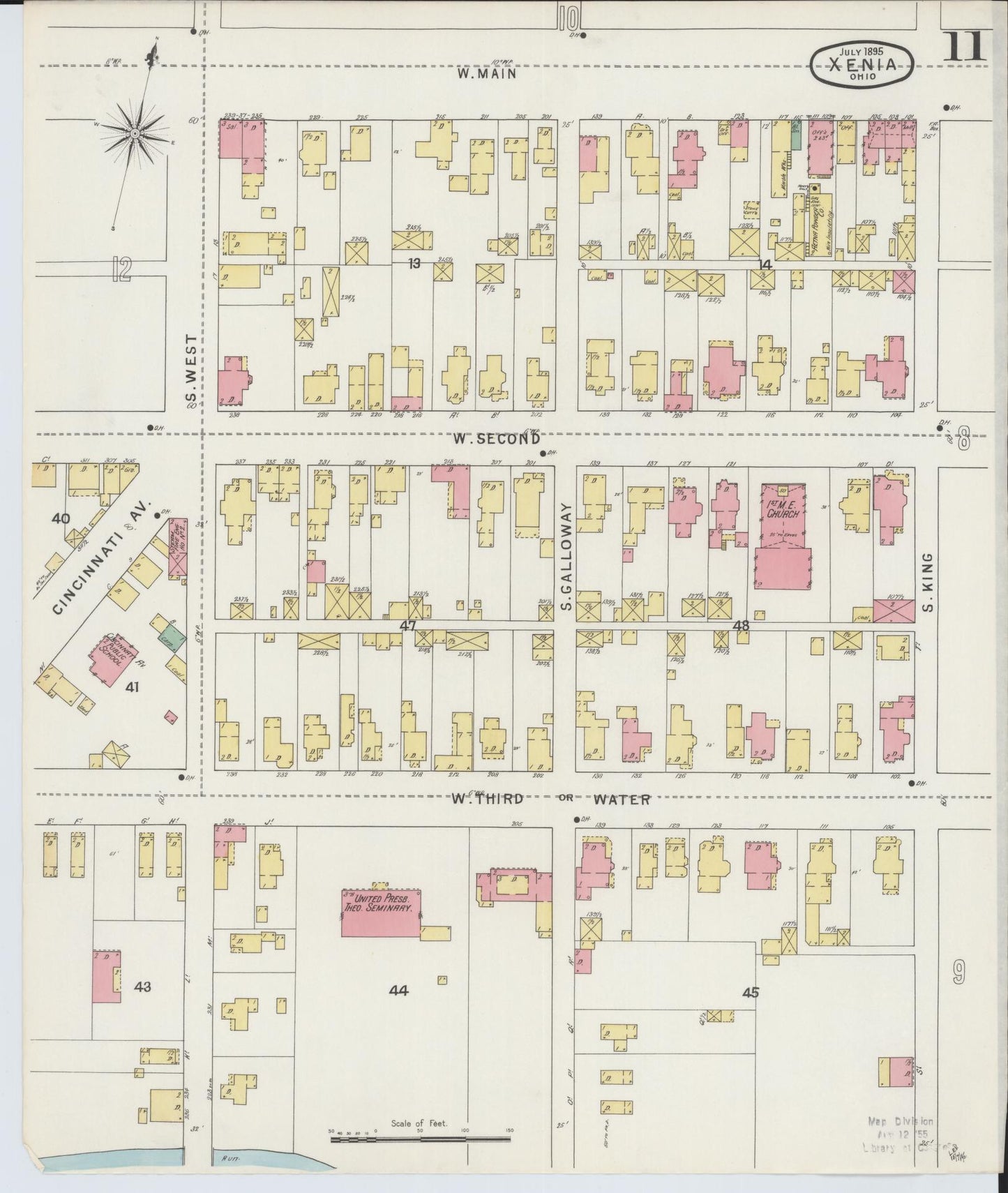 Sanborn Fire Insurance Map from Xenia, Greene County, Ohio (1895), Sheet #0011 - Historic Sanborn Fire Insurance Map Print, vintage old map wall art, antique decor, genealogy gift, Ohio Ohio map