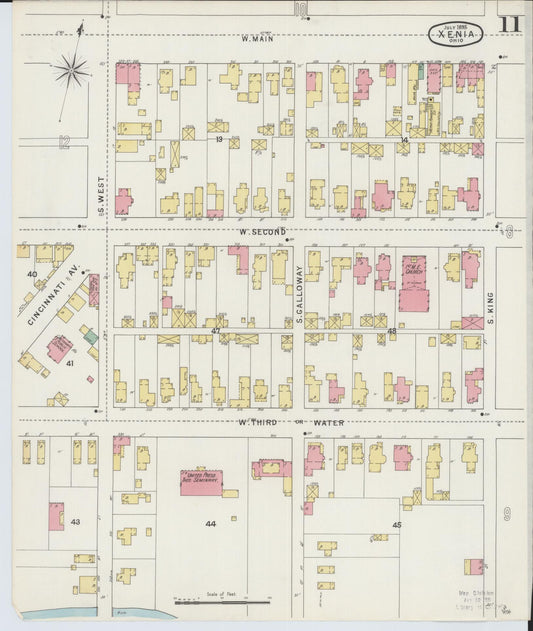 Sanborn Fire Insurance Map from Xenia, Greene County, Ohio (1895), Sheet #0011 - Historic Sanborn Fire Insurance Map Print, vintage old map wall art, antique decor, genealogy gift, Ohio Ohio map