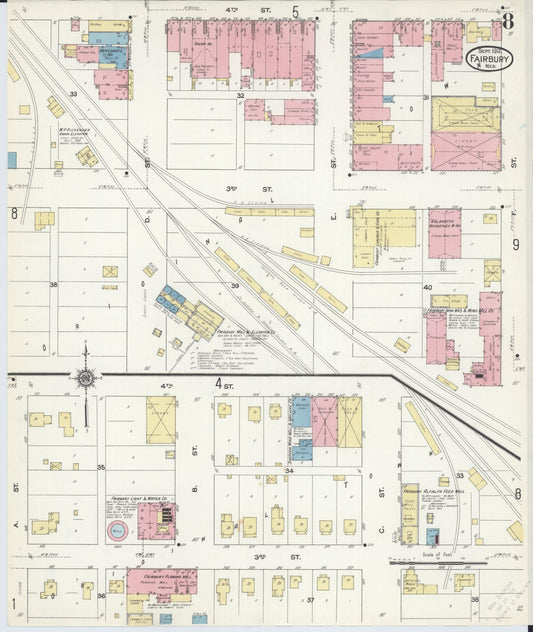 Sanborn Fire Insurance Map from Fairbury, Jefferson County, Nebraska (1912), Sheet #0008 - Historic Sanborn Fire Insurance Map Print, vintage old map wall art, antique decor, genealogy gift, Nebraska Nebraska map