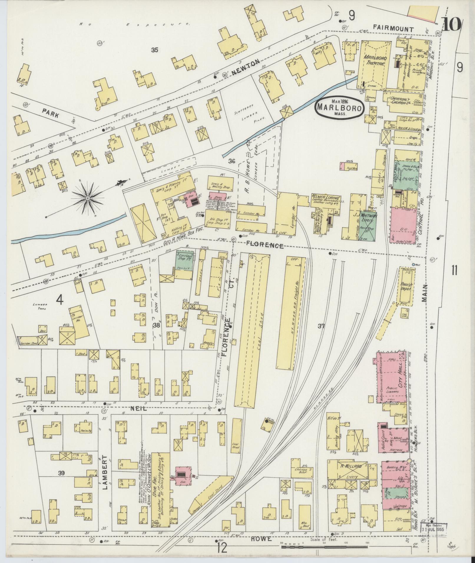 Sanborn Fire Insurance Map from Marlborough, Middlesex County, Massachusetts (1896), Sheet #0010 - Complete Map Set gallery image, historic Sanborn map, vintage wall art, Massachusetts Massachusetts