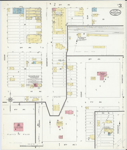 Sanborn Fire Insurance Map from Red Cloud, Webster County, Nebraska (1912), Sheet #0003 - Complete Map Set gallery image, historic Sanborn map, vintage wall art, Nebraska Nebraska