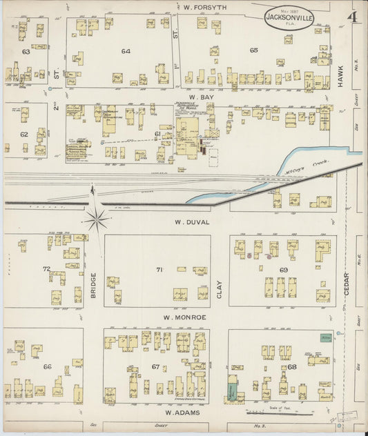 Sanborn Fire Insurance Map from Jacksonville, Duval County, Florida. (1887), Sheet 4 – Historic Sanborn Fire Insurance Map Print