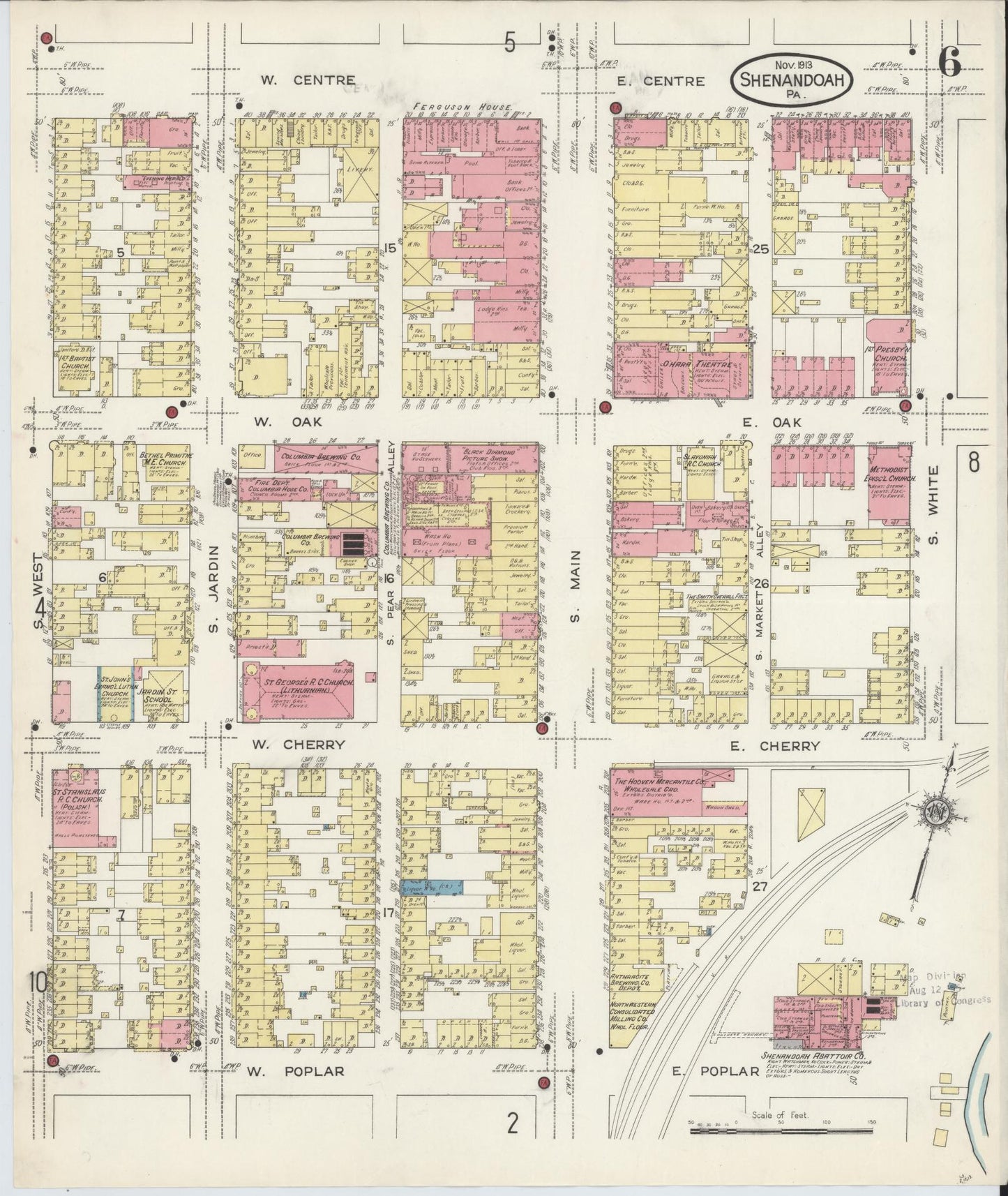 Sanborn Fire Insurance Map from Shenandoah, Schuylkill County, Pennsylvania (1913), Sheet #0006 - Complete Map Set gallery image, historic Sanborn map, vintage wall art, Pennsylvania Pennsylvania